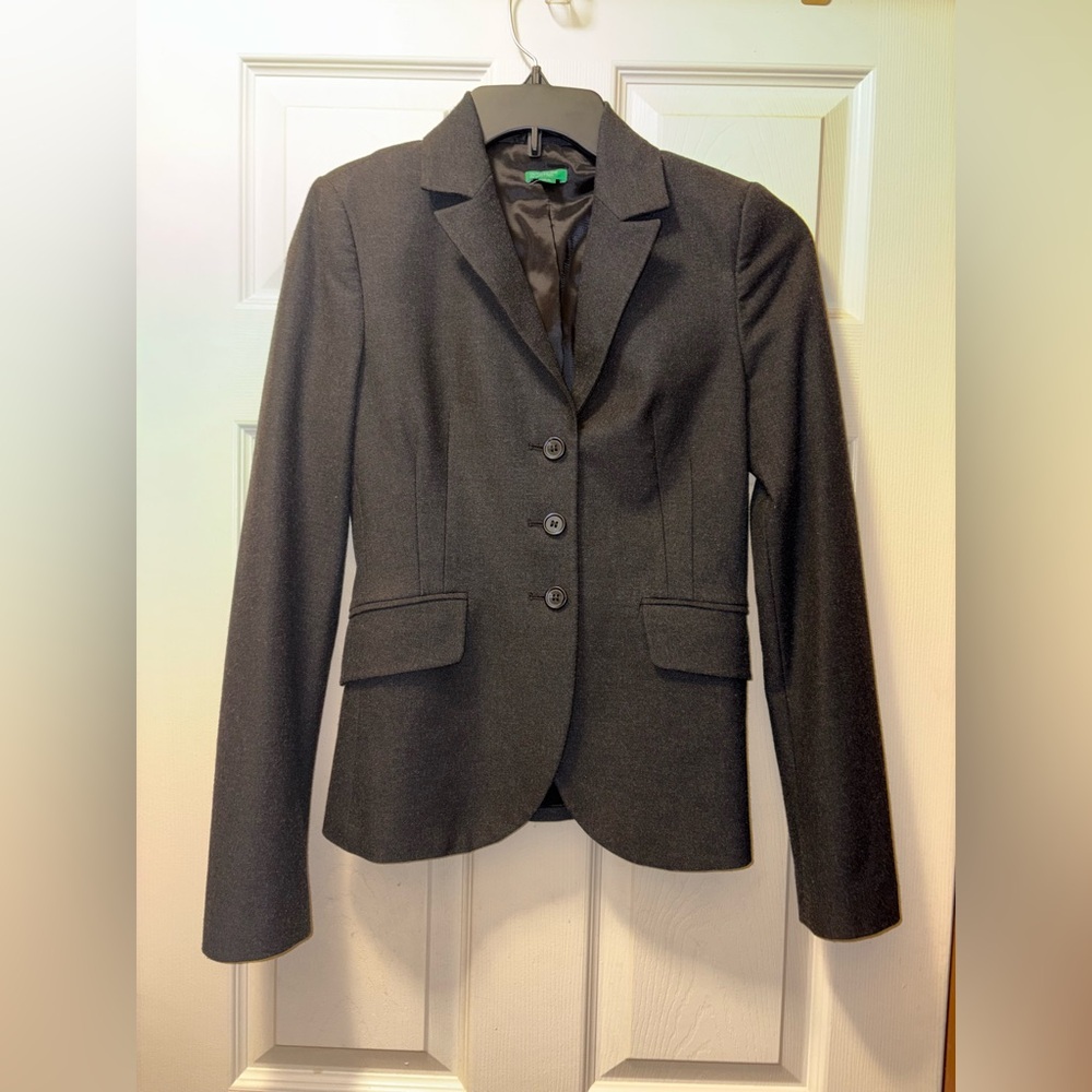 Blazer United Colors of Benetton Jacket 3 Button Black  Sz 38 Women XS